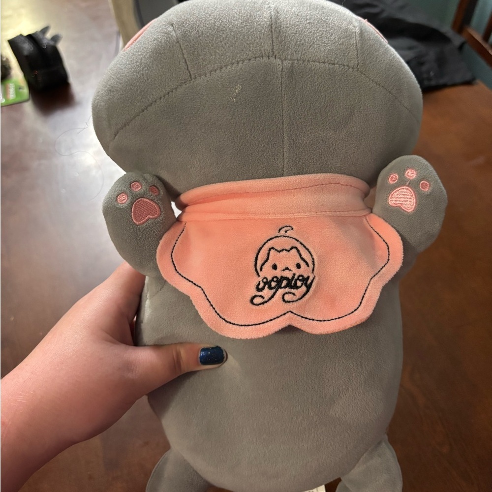 Cute Gray and Pink Cat Plush Toy - Picture 2 of 6